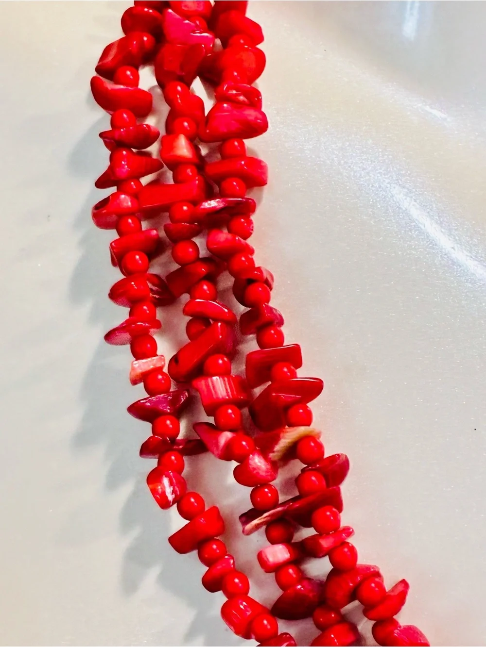Bold Red Multi-Strand Chip Necklace Southwestern Festival Lightweight